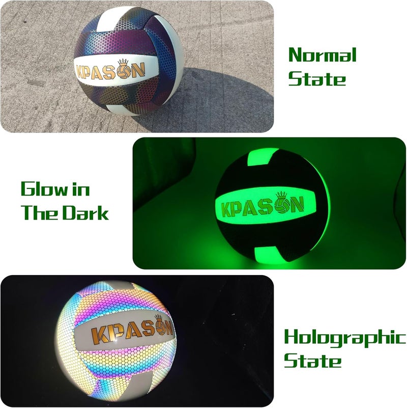 KPASON Volleyballs, Holographic Glowing Volleyball Official Size 5, Indoor Outdoor Beach Volleyball Ball for Men Women - Image 2